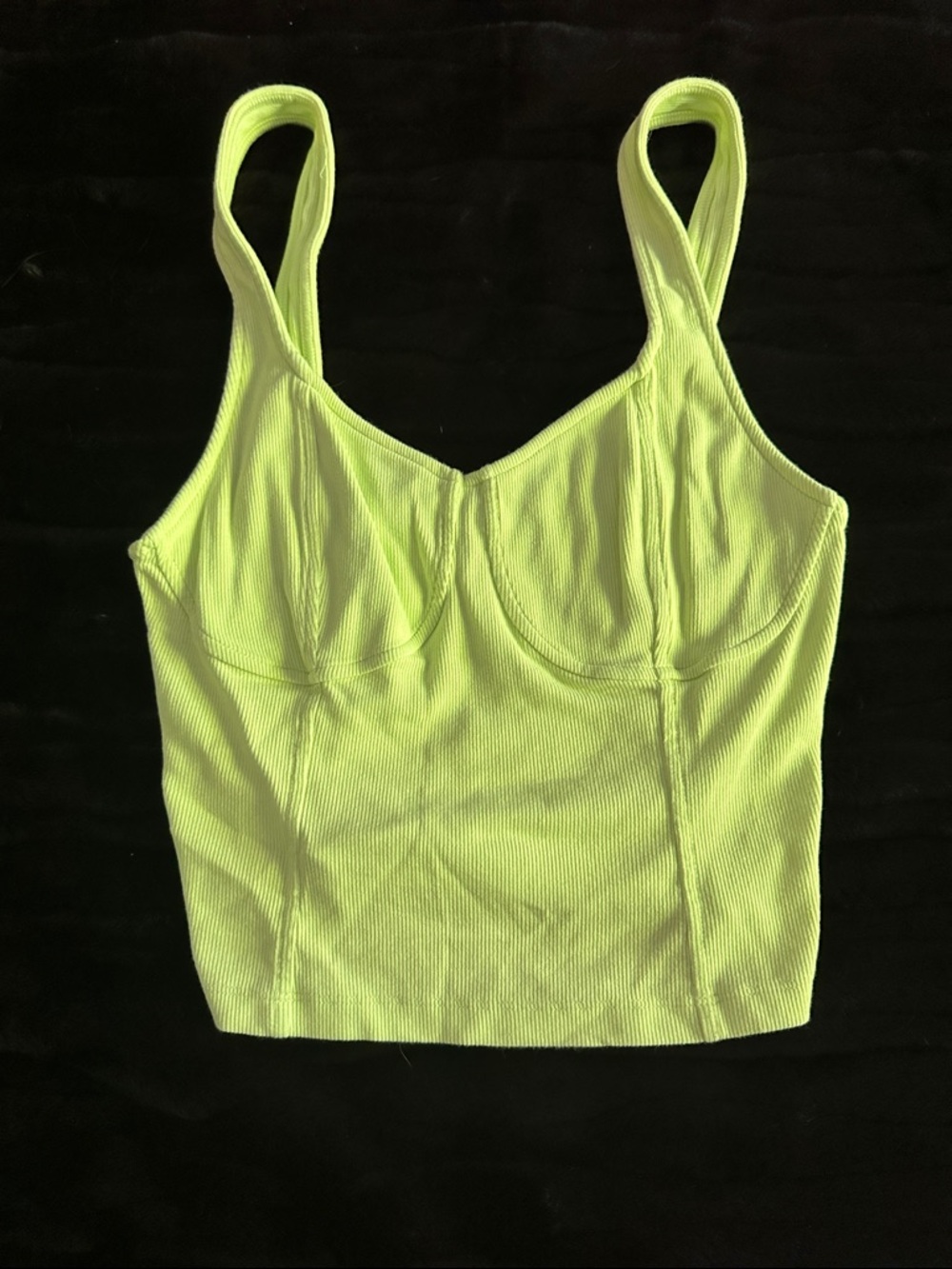 aerie Neon Lime Ribbed Bustier Tank